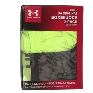 NEW 2 Pack Underarmour Boys Boxerjock Boxer Briefs! Yellow and Black & Gray Camo
